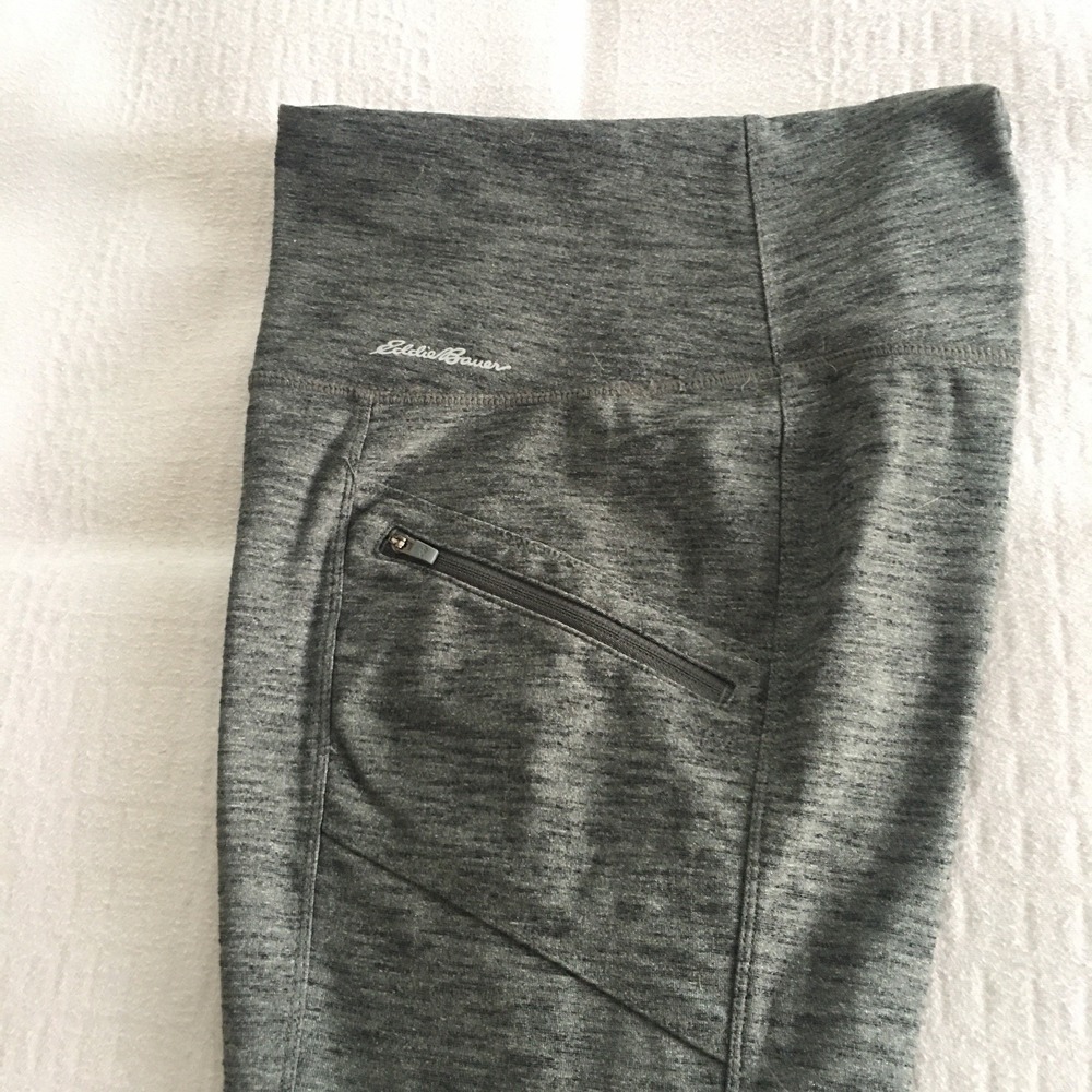 Eddie Bauer Womens Trail Tight Leggings Size M Olive High Rise Zipper Pockets - Picture 3 of 16